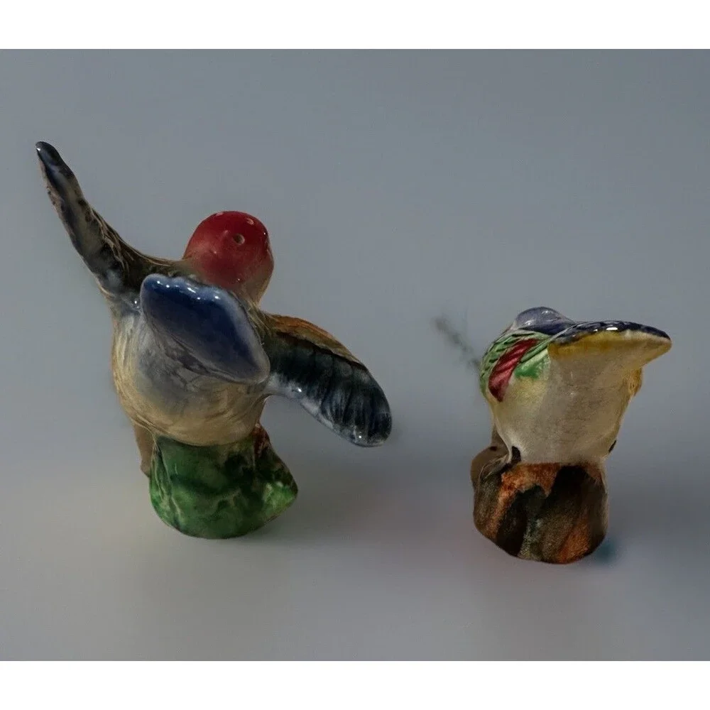 Vintage Ceramic Bird Salt and Pepper Shakers Japan Mid Century Hand Painted